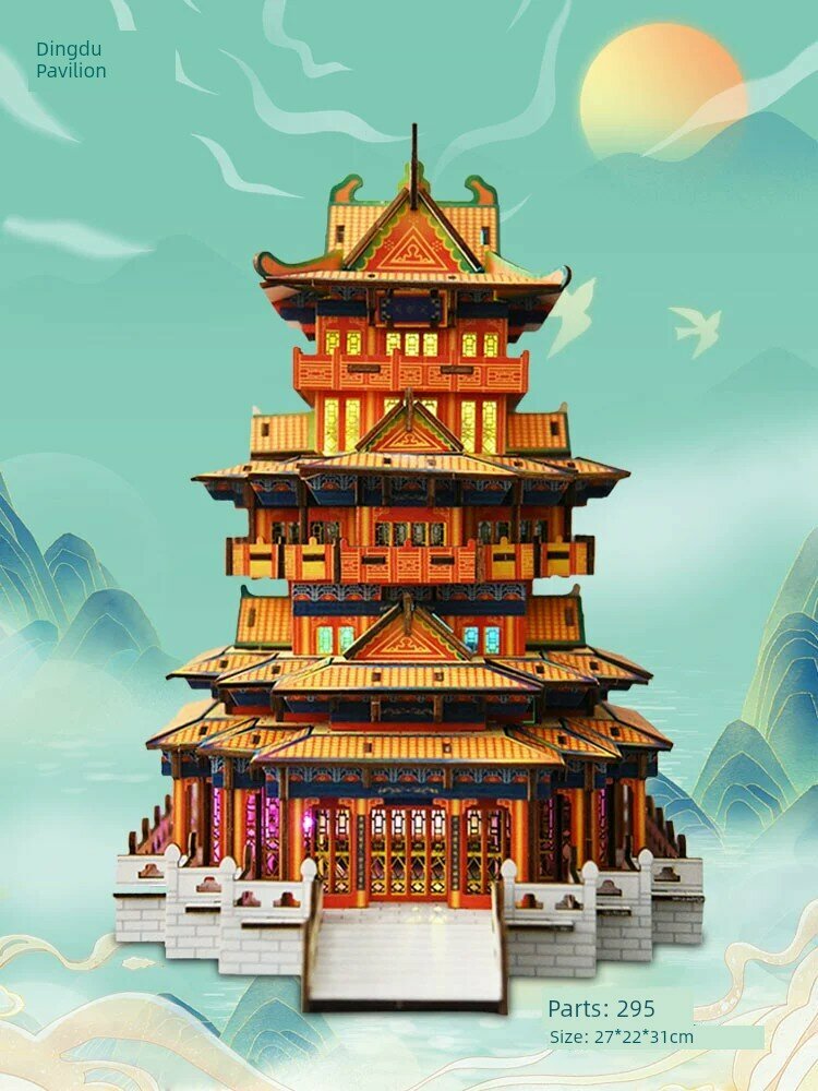 3D деревянная модель-головоломка китайской архитектуры развивающая игрушка для детей большой набор для творчества