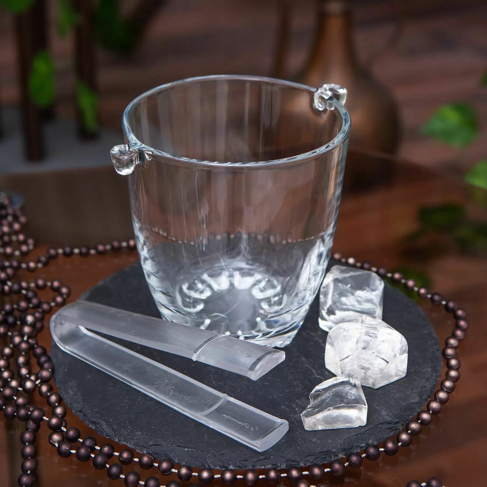 Емкость для льда "Сильвана" с щипцами; стекло; 0,84л. — фото 1