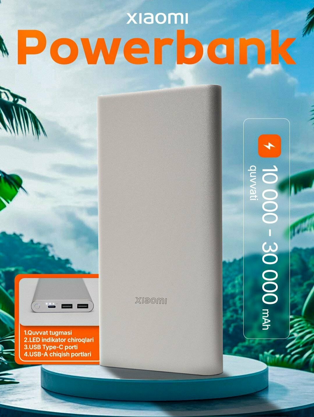Power Bank Xiaomi 10000 mAh 22.5W, внешний аккумулятор, USB / Type-C