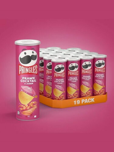 Изображение товара Картофельные чипсы Pringles Prawn Coctail, со вкусом Креветок, 165 гр, 19 шт