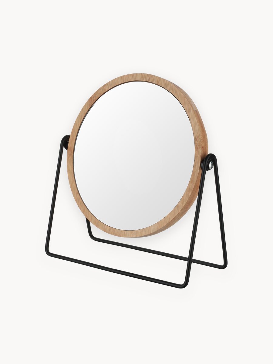 Зеркало настольное косметическое с увеличением для макияжа, бритья, гримерное для ванной круглое на подставке Ами Мебель