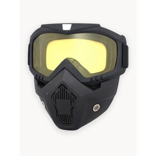 Ветро/пылезащитная маска-очки на всё лицо для мото/вело кросса, горнолыжная маска, цвет линз желтый