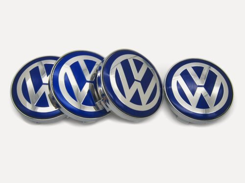 Изображение товара Колпачки заглушки на литые диски Volkswagen blue 60/56/9 мм, комплект 4 шт.