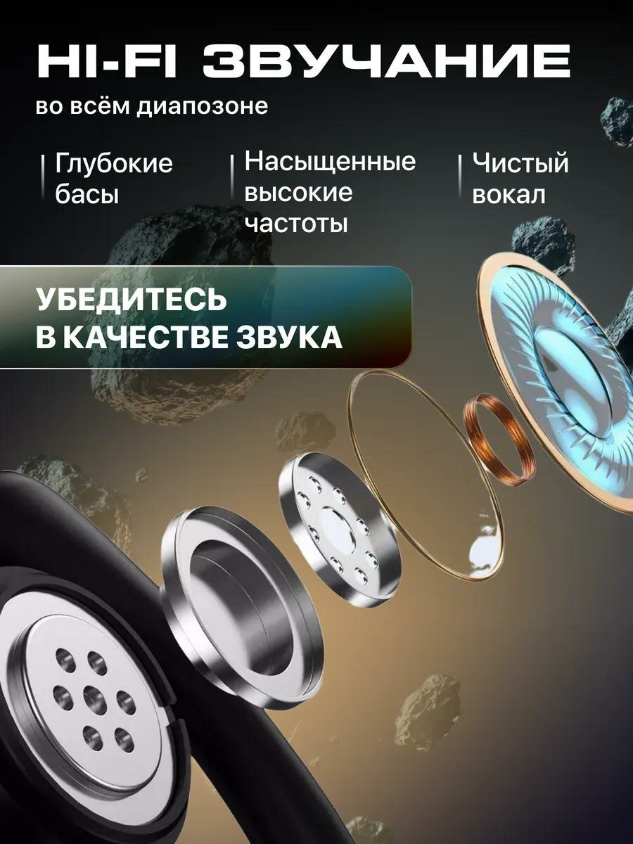 Беспроводные наушники, гарнитура bluetooth 5 (блютуз) с микрофоном для телефона — фото 1