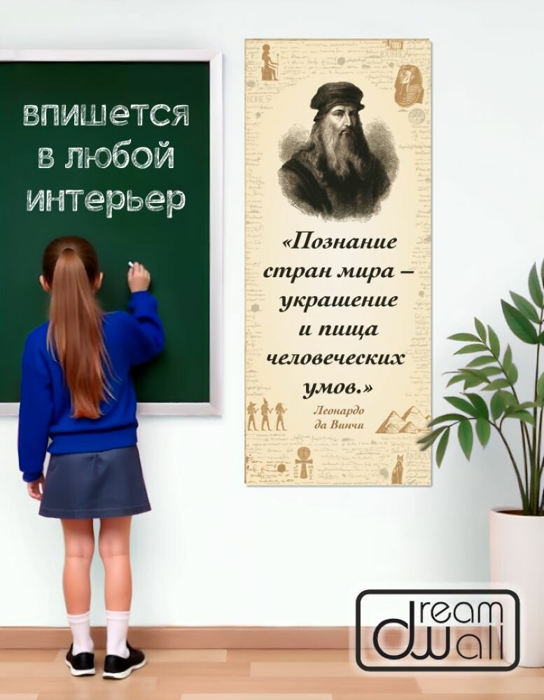 Плакат-баннер для кабинета географии Леонардо да Винчи 50х120cм — фото 1
