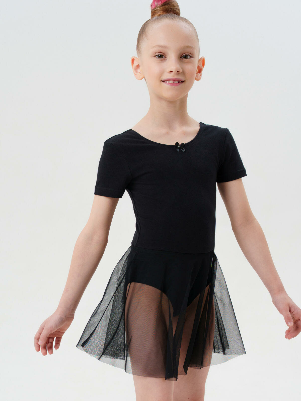 Купальник для гимнастики и танцев playToday размер 128 черный