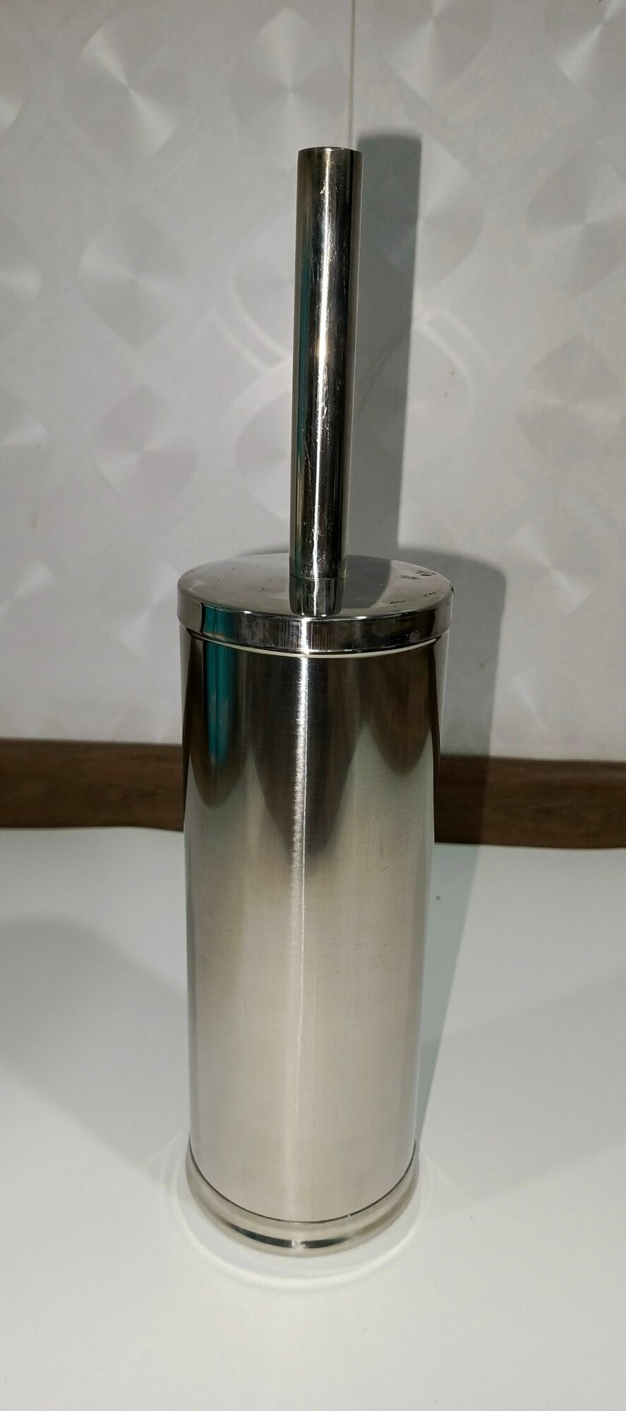 Ёршик для унитаза металлический, с никелевой глянцевой рукояткой, пластик — фото 1