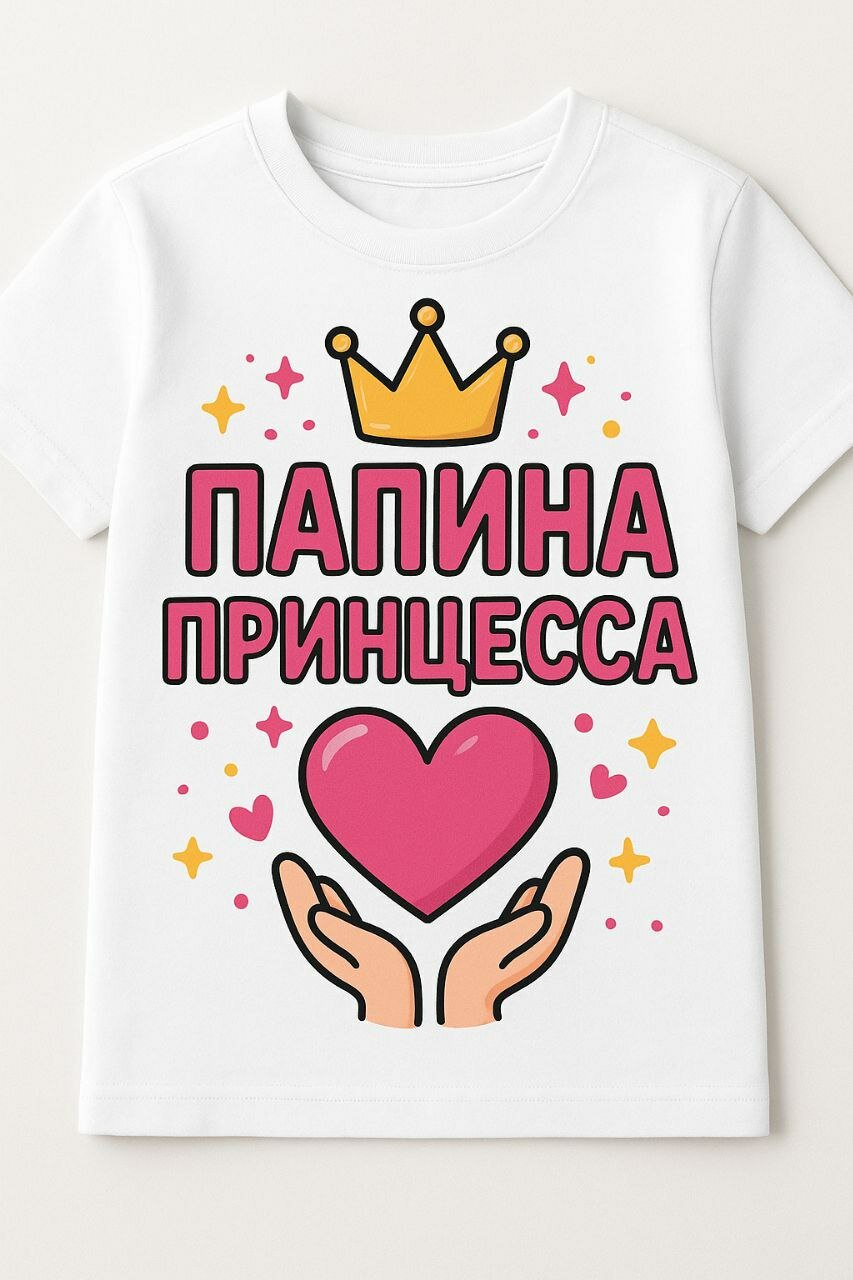 Термонаклейка "Папина принцесса", для детской одежды, белая, размер A5