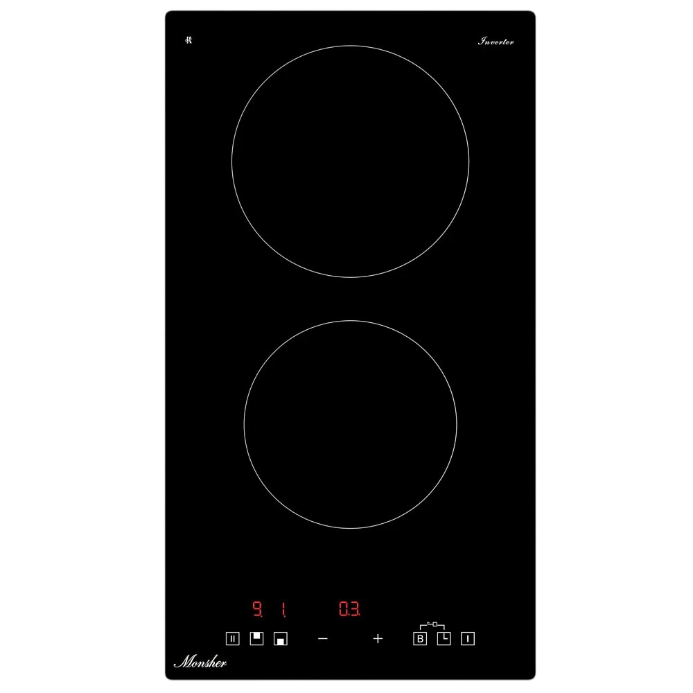 Варочная панель Monsher MHI 3003, индукционная, черная, дизайн "Домино", 2 конфорки