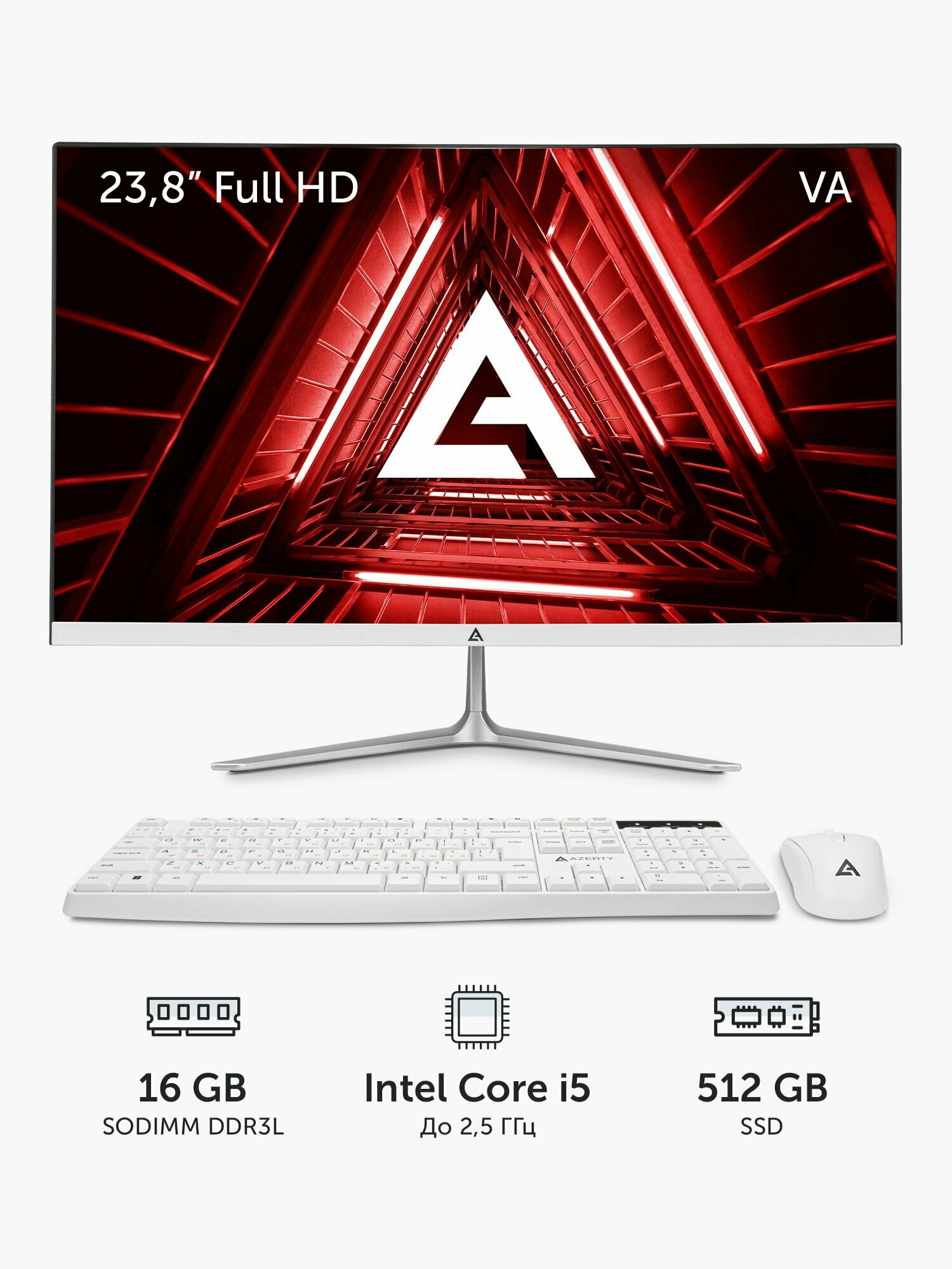 Моноблок Azerty AZ-2408 (238" VA 1920x1080 Intel i5-2450M 2x25GHz 16Gb DDR3L 512Gb SSD)