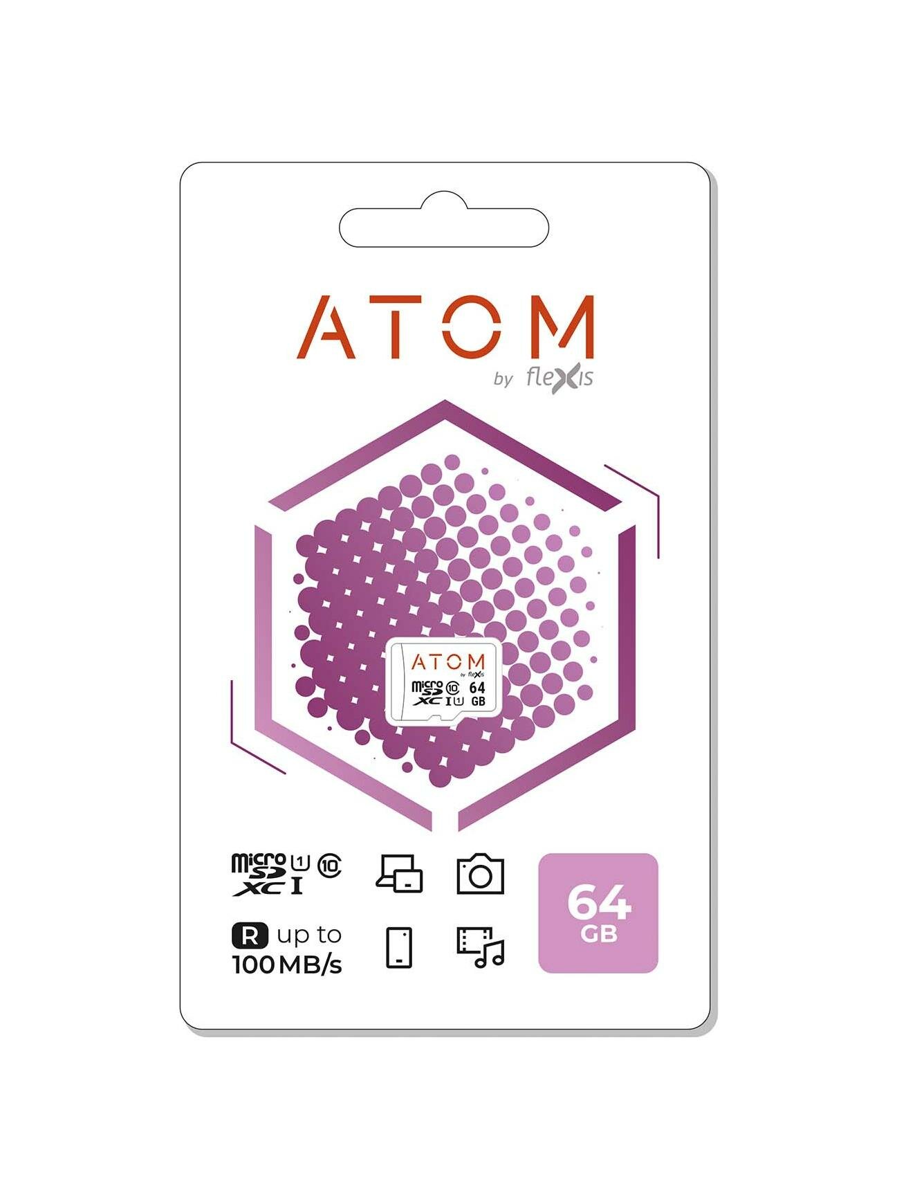 Карта памяти microSDHC Atom 64GB UHS-1 U1 (AMSDU1/64GB)