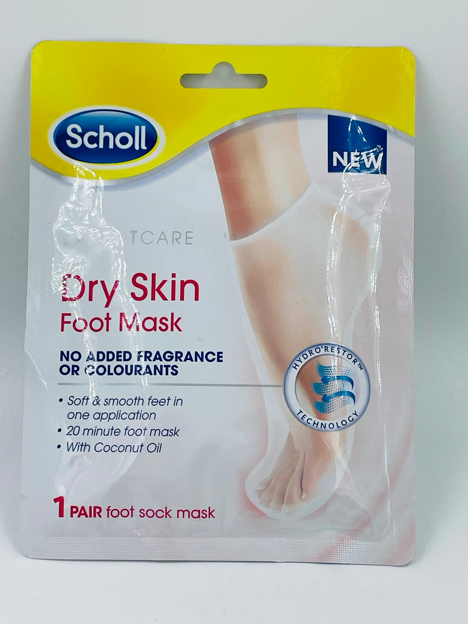 Изображение Маска для ног Scholl Expert Care Dry Skin Foot Mask, 20-минутная, с маслом кокосом, 1 пара
