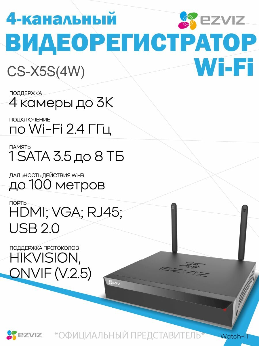 Wi-Fi Видеорегистратор для дома Ezviz CS-X5S (4W)