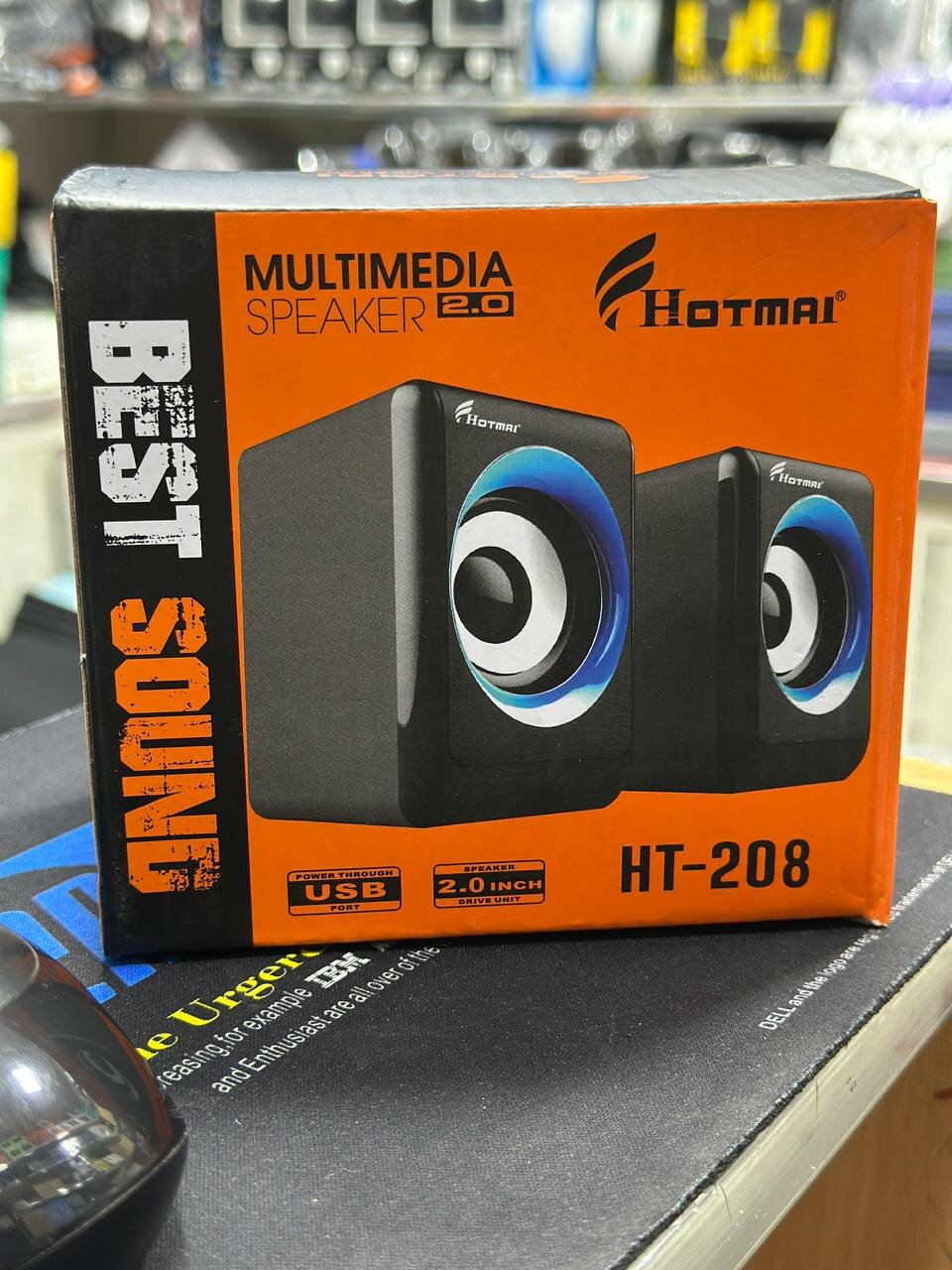 Компьютерные колонки Hotmai HT-208, 2.0, USB питание, черный