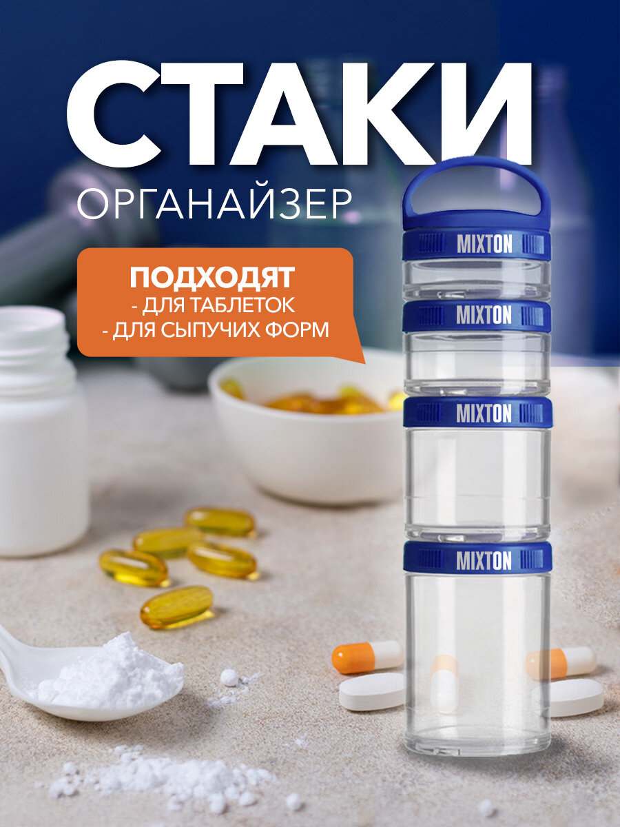 Контейнеры для хранения из тритана таблетница inMixton  4 отделения
