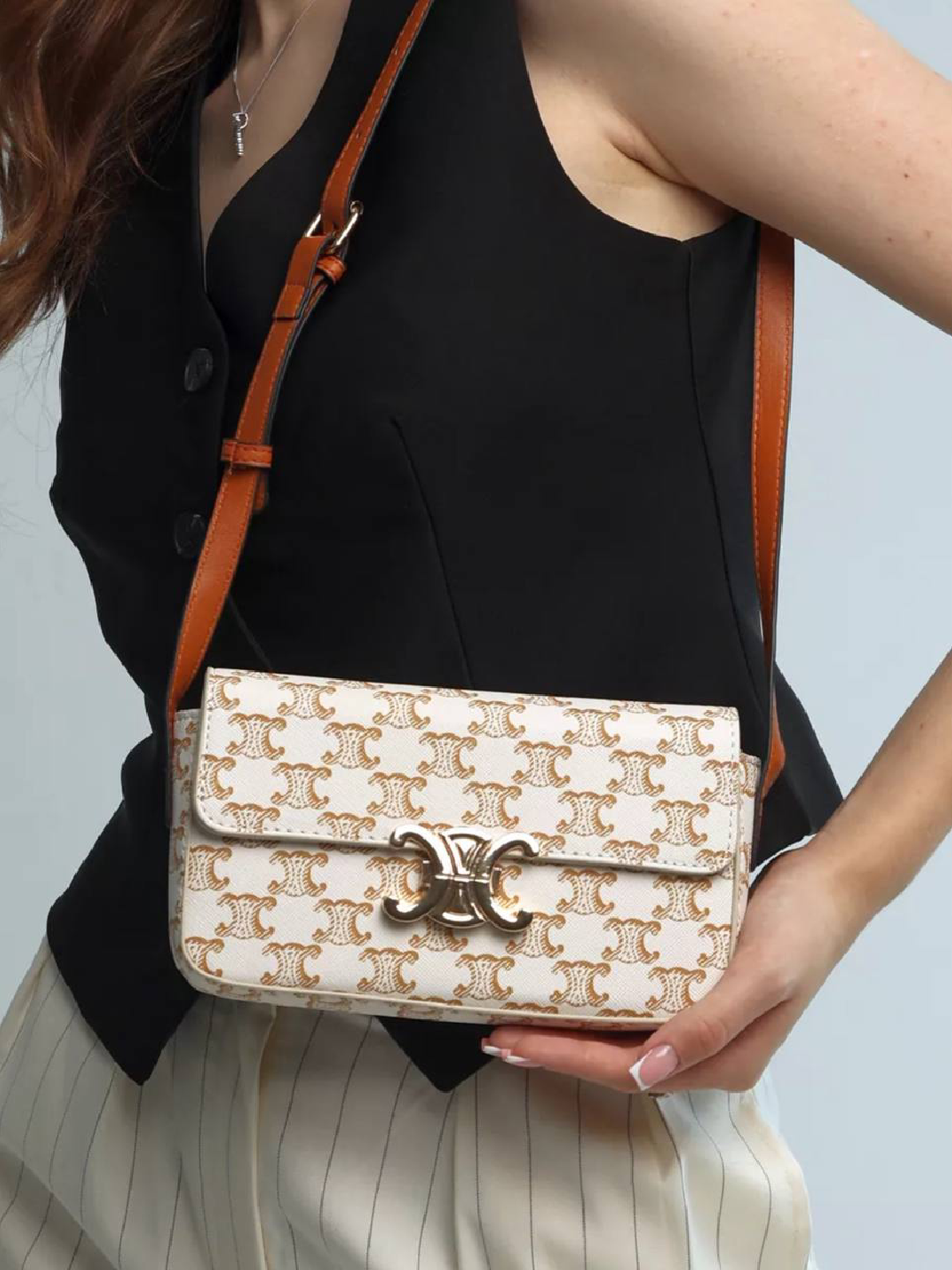 Сумка кросс-боди  Кросс-Боди, фактура термостежка, молочно-бежевый — фото 1