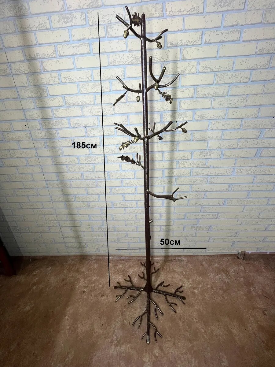 Кованая вешалка напольная, Студия кованой мебели Нива, цвет черно-коричневый — фото 1