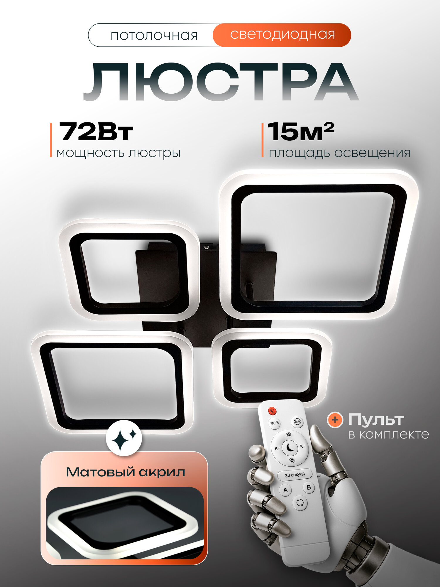 Люстра потолочная светодиодная с пультом на кухню WEDO LIGHT