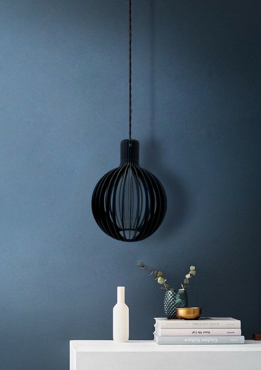 Люстра подвесная, Подвесной светильник из натурального дерево, деревянный круглый плафон