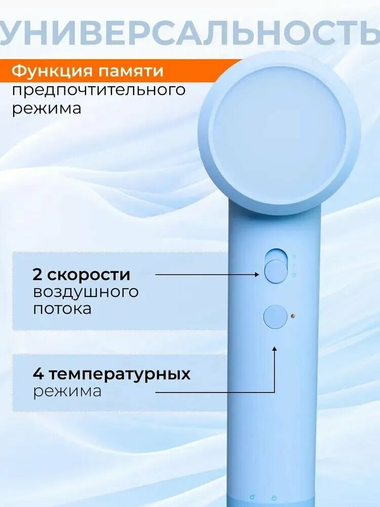 Изображение Фен для волос Фен Xiaomi Mijia Dryer H501 SE, голубой (1600 Вт для сушки и укладки / 2 режима скорости, защита от перегрева, LED индикатор температуры)