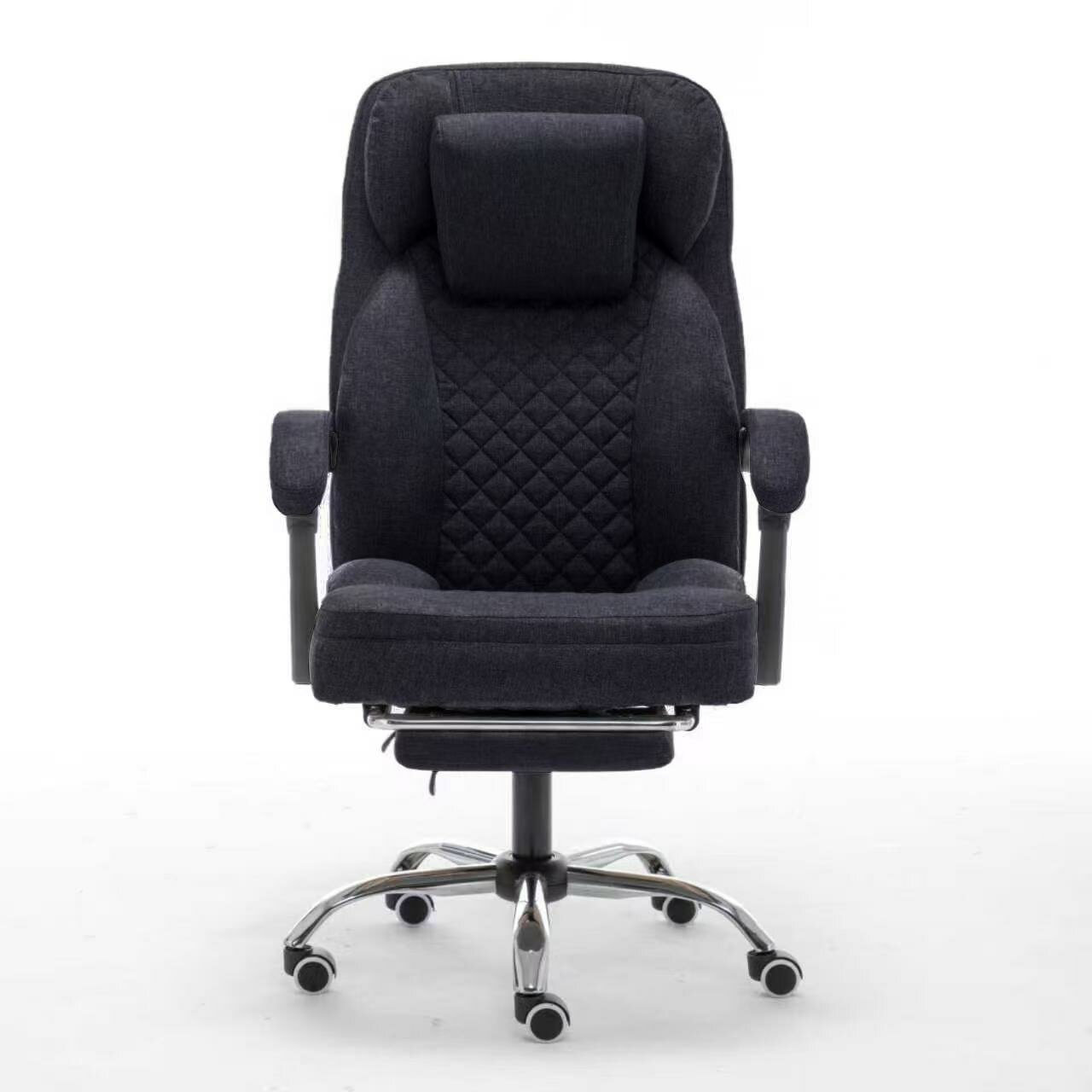 Кресло офисное льняная ткань с массажем и подставкой для ног