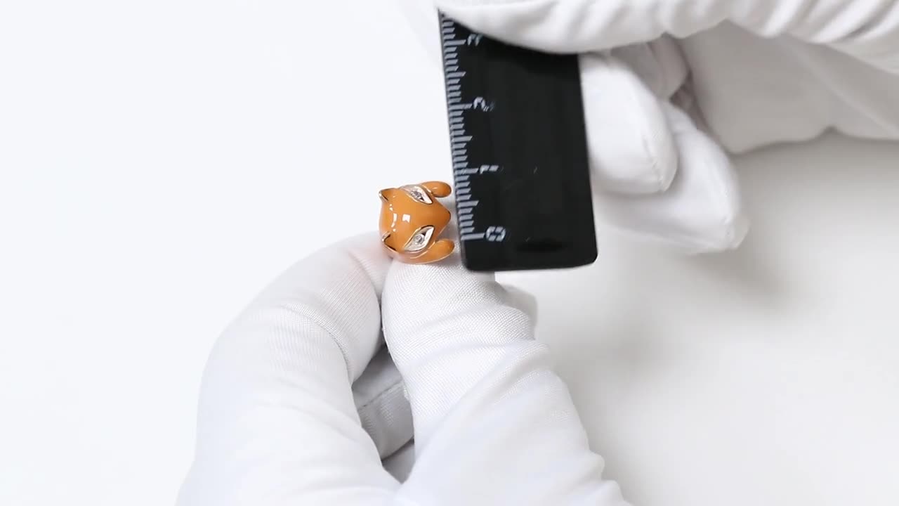 Кольцо широкое Diamant online, серебро, 925 проба, золочение, эмаль, фианит, размер 16, желтый, бесцветный — фото 1