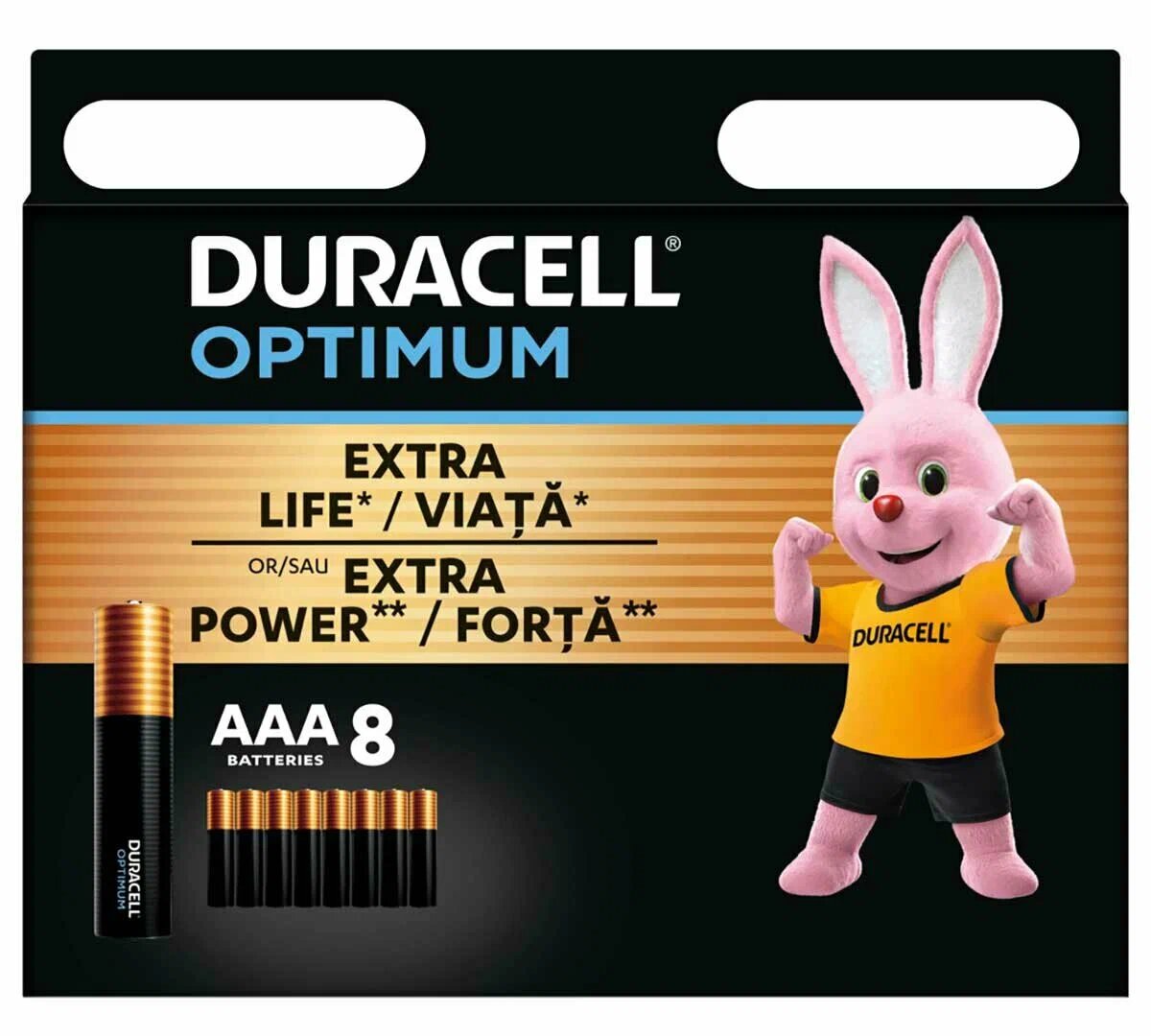 Батарейки DURACELL Optimum AAA BL8 (8) шт. в блистере щелочная