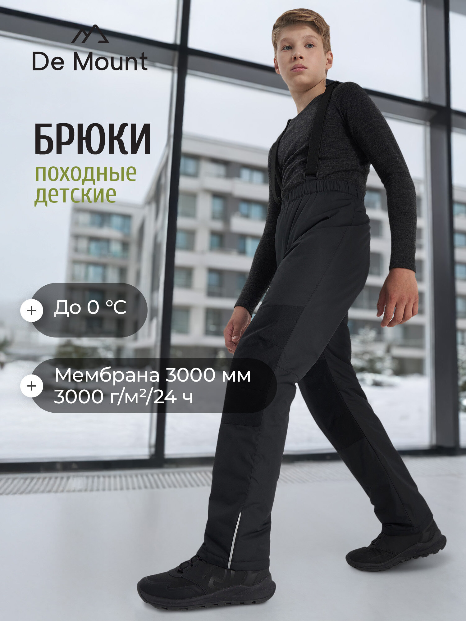 Брюки утеплённые De Mount Travel Boys' Padded Pants размер 158-164  черный