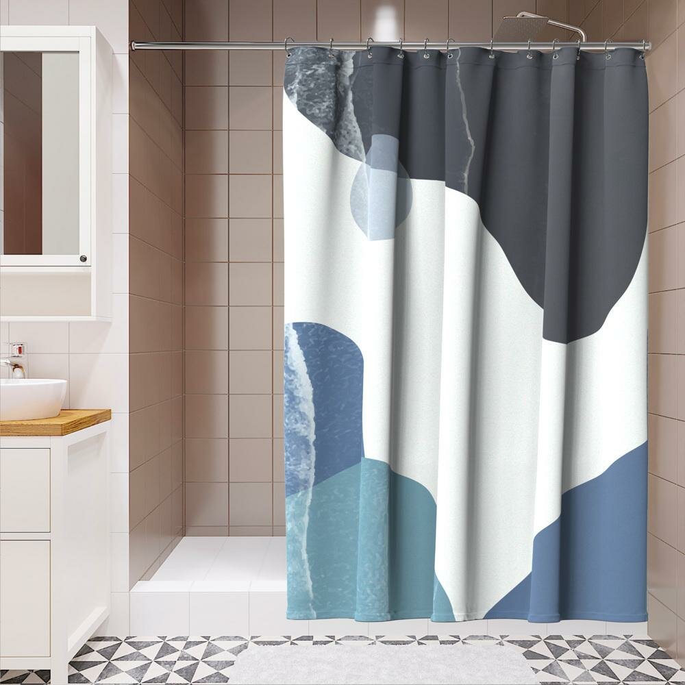Штора для ванной Lemer Arborea 180x200 см полиэстер цвет белый/синий
