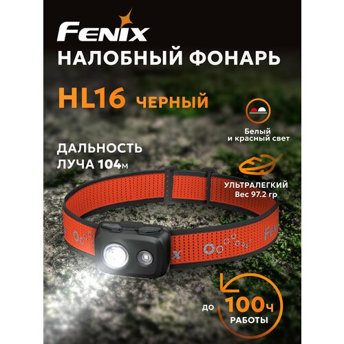 Налобный фонарь Fenix HL16 UltraLight 450 Lumen Black светодиодный мощный