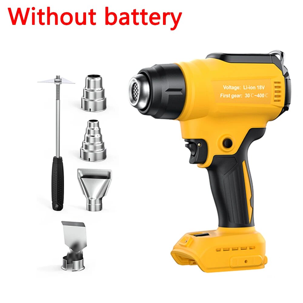 Nananuu 350 Вт беспроводной тепловой пистолет для Dewalt 20 В батарея с регулируемой температурой 122F-990F портативный электроинструмент термоусадочный пистолет Without Battery