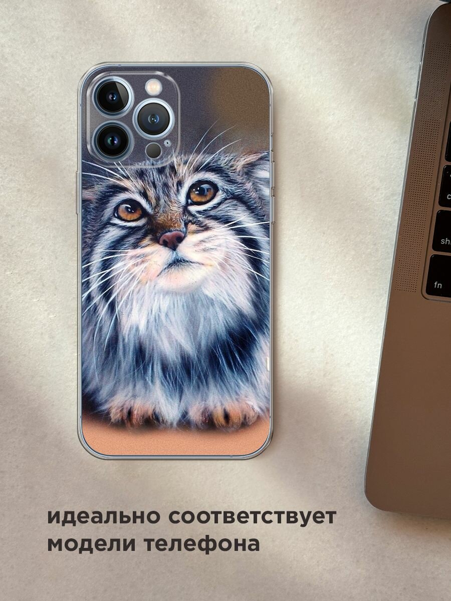 Чехол на Apple iPhone 13 Pro Max / Айфон 13 Про Макс с принтом "Кот манул 2" — фото 1