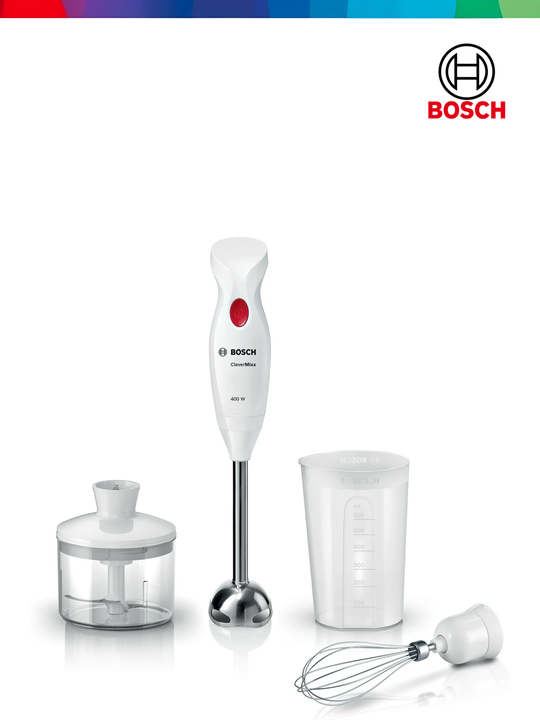Блендер Bosch MSM24500 "CleverMixx", пластик, металл, мощность 400Вт,