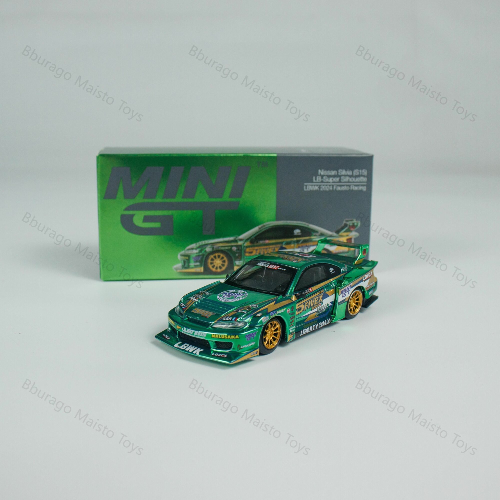 MINIGT 1:64 Nissan LB-Super Silhouette S15 SILVIA LBWK 2024 Fausto Racing отлитая под давлением модель гоночного автомобиля Игрушки