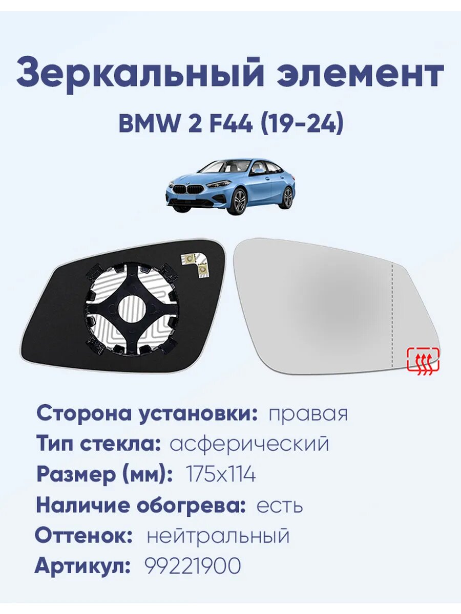 Зеркальный элемент правый BMW 2 F44 (19-24)A99221900