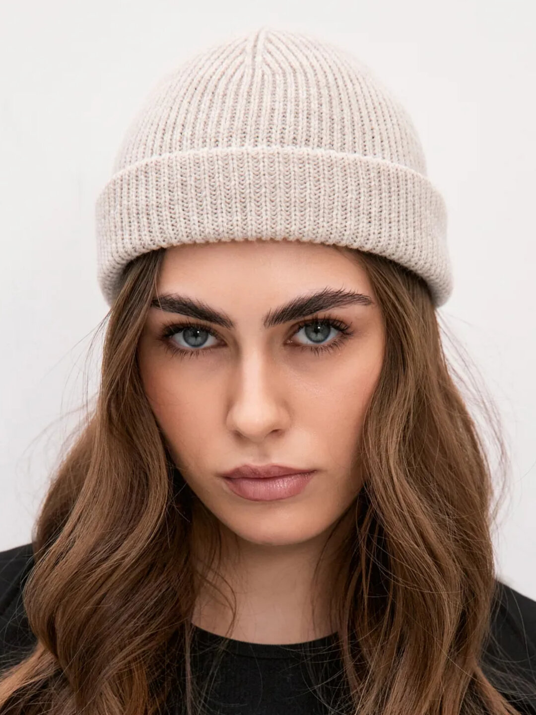 Шапка-бини 8 для взрослых и детей, размер 56, светло-бежевый — фото 1