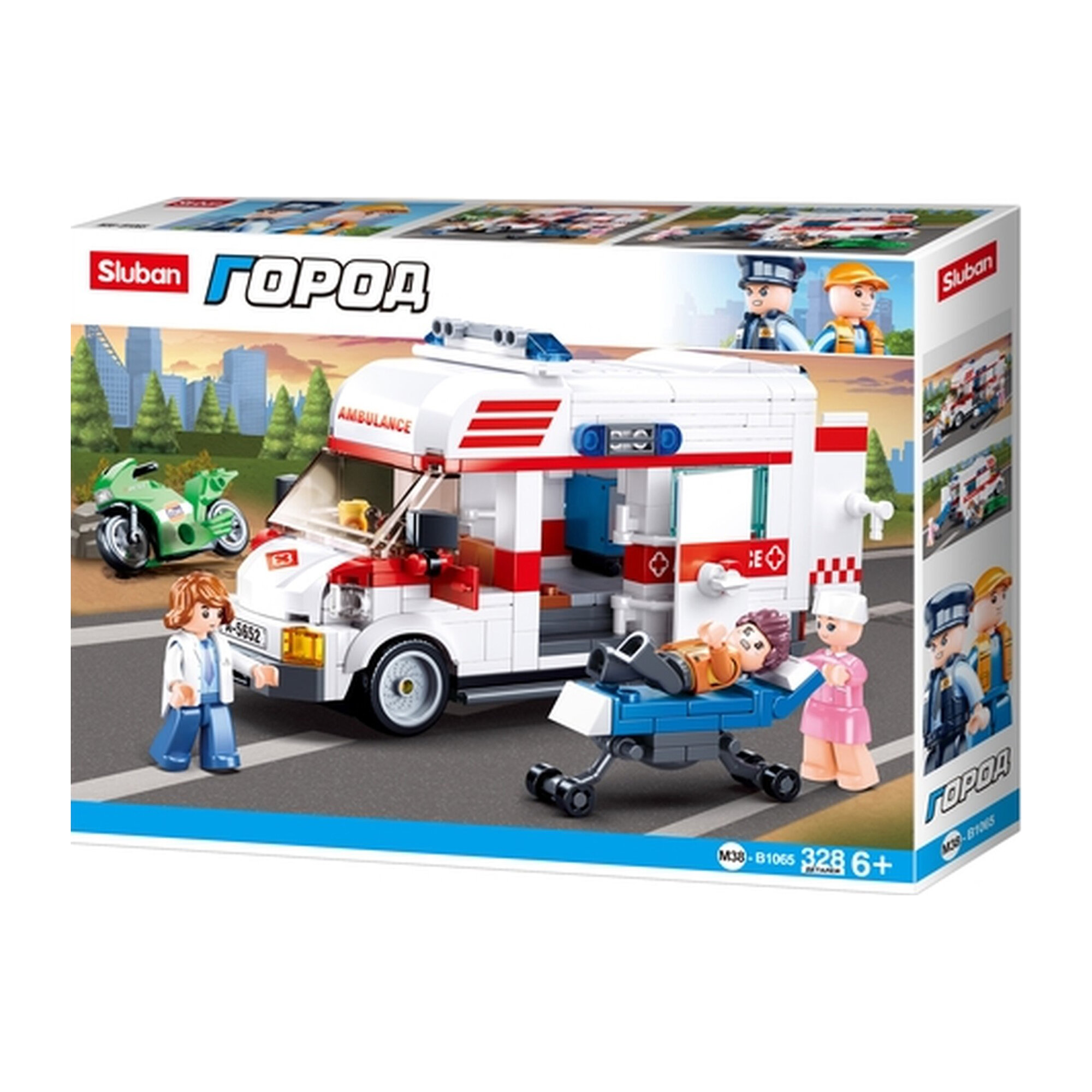 Конструктор SLUBAN "Скорая помощь", 328 деталей, 4 мини-фигурки — фото 1