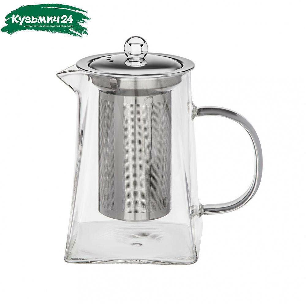 Чайник заварочный Agness 887-185 стекло нержавеющая сталь прозрачный 800 мл