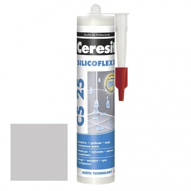 Силиконовая затирка Ceresit СS 25 серебряно-серая 280 мл