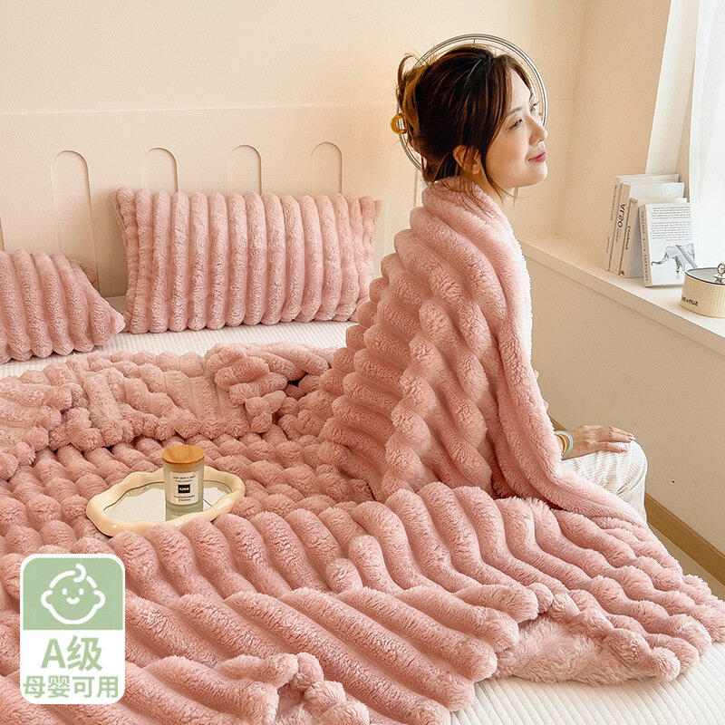 Молочное бархатное одеяло толстое зимнее утолщенное плюшевое одеяло с кроликом для офиса коралловое бархатное домашнее одеяло для дивана