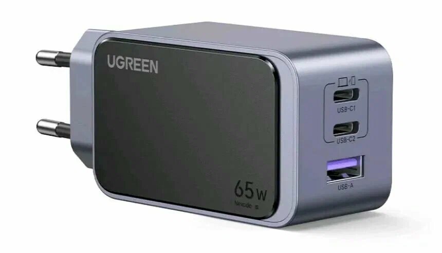 Зарядное устройство UGreen 65W GaN, USB Type-C + USB Type-A, без кабеля — фото 1