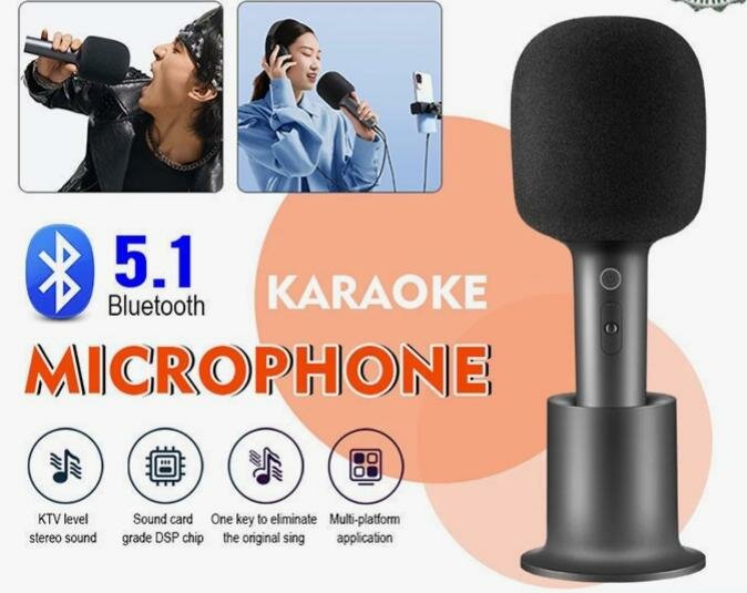 Караоке микрофон Bluetooth 5.1 с подержкой карт Micro SD черный 1 шт