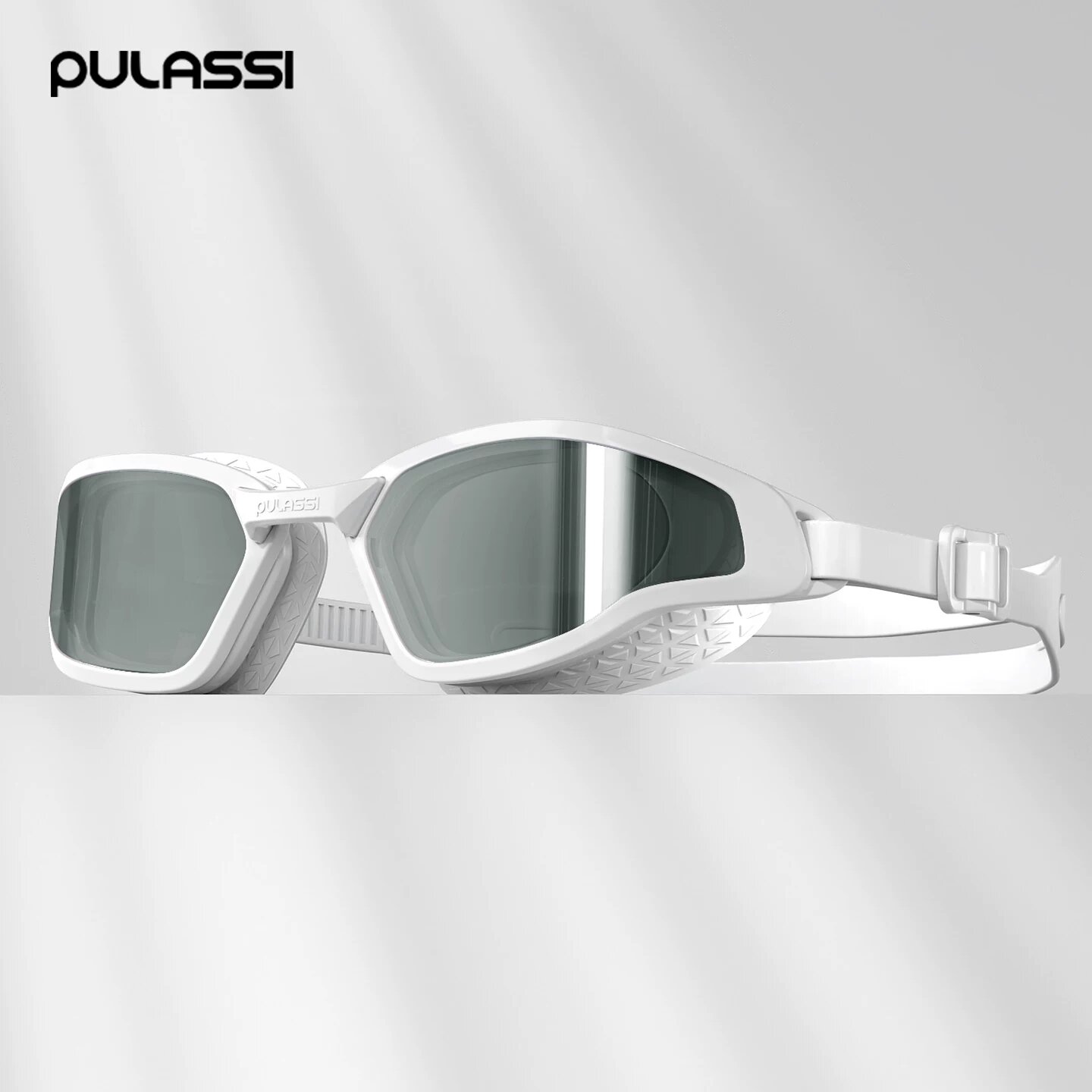 Pulassi Анти-туманные плавательные очки, без коррекции, гик-белый для женщин, конкурентное плавание, плоская линза