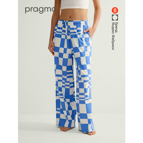 фото Брюки pragma женские из хлопка с эластаном, карманы и завязки, размер 3xl, синий