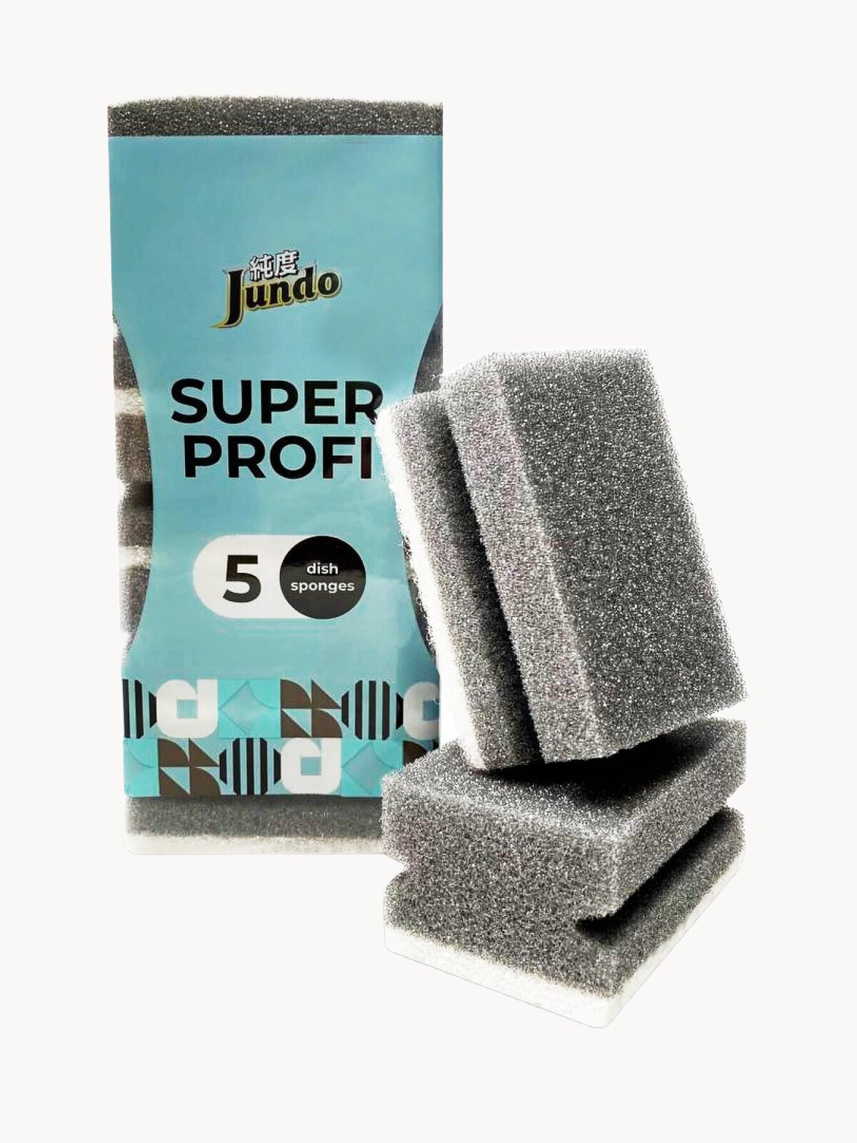 Губки для мытья посуды Jundo Premium Kitchen Sponges Profi, 5 шт, поролон, черные, для уборки дома