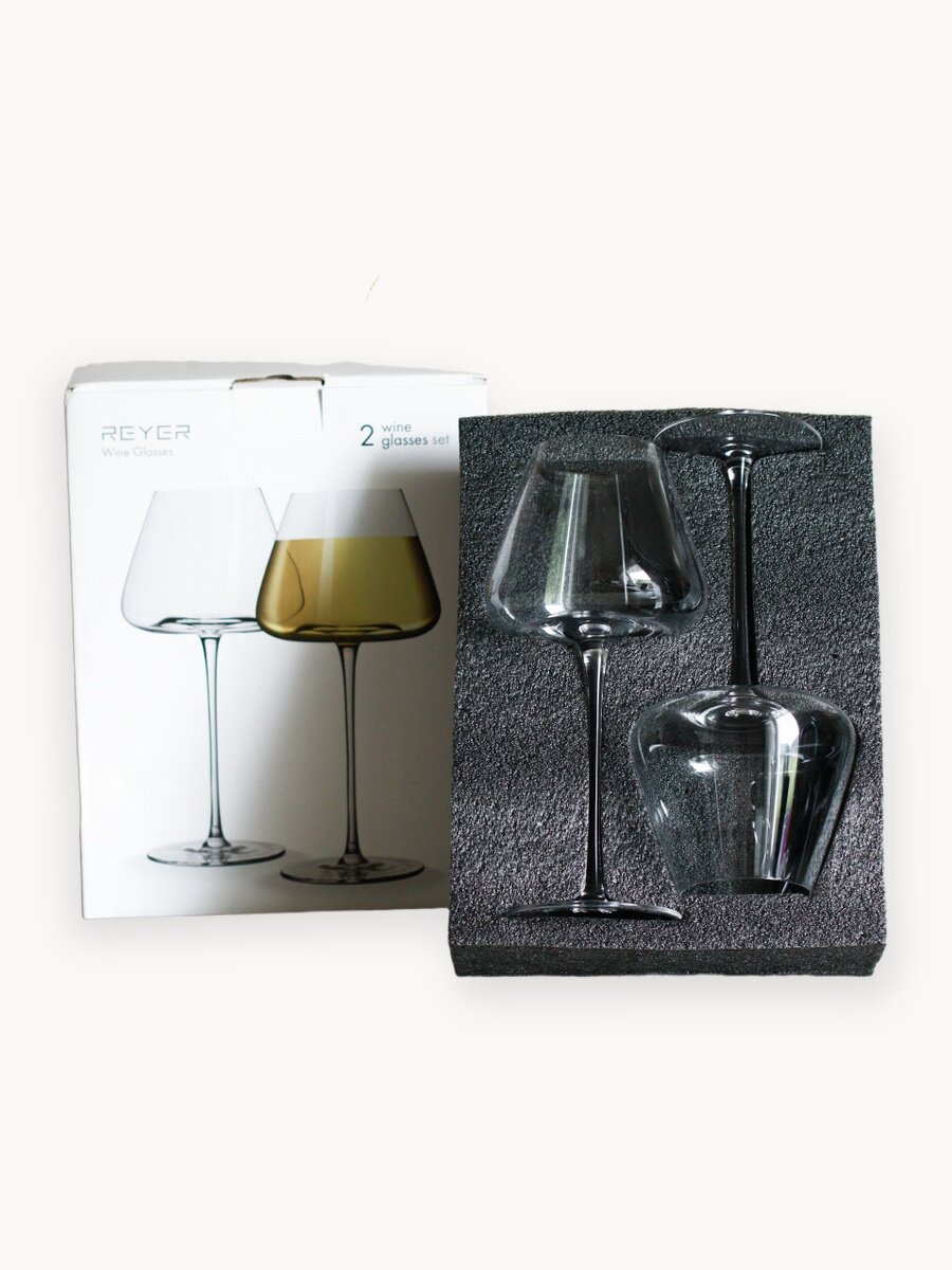 Бокалы для красного и белого вина Reyer 2 шт, 650 мл, ручная работа, подарочный набор