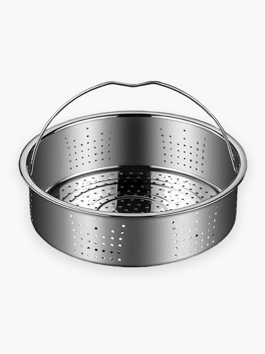 Чаша для приготовления на пару диаметром 22,5 см, предназначенная для мультиварки, с корзиной для пара и решеткой, объемом 5 литров.