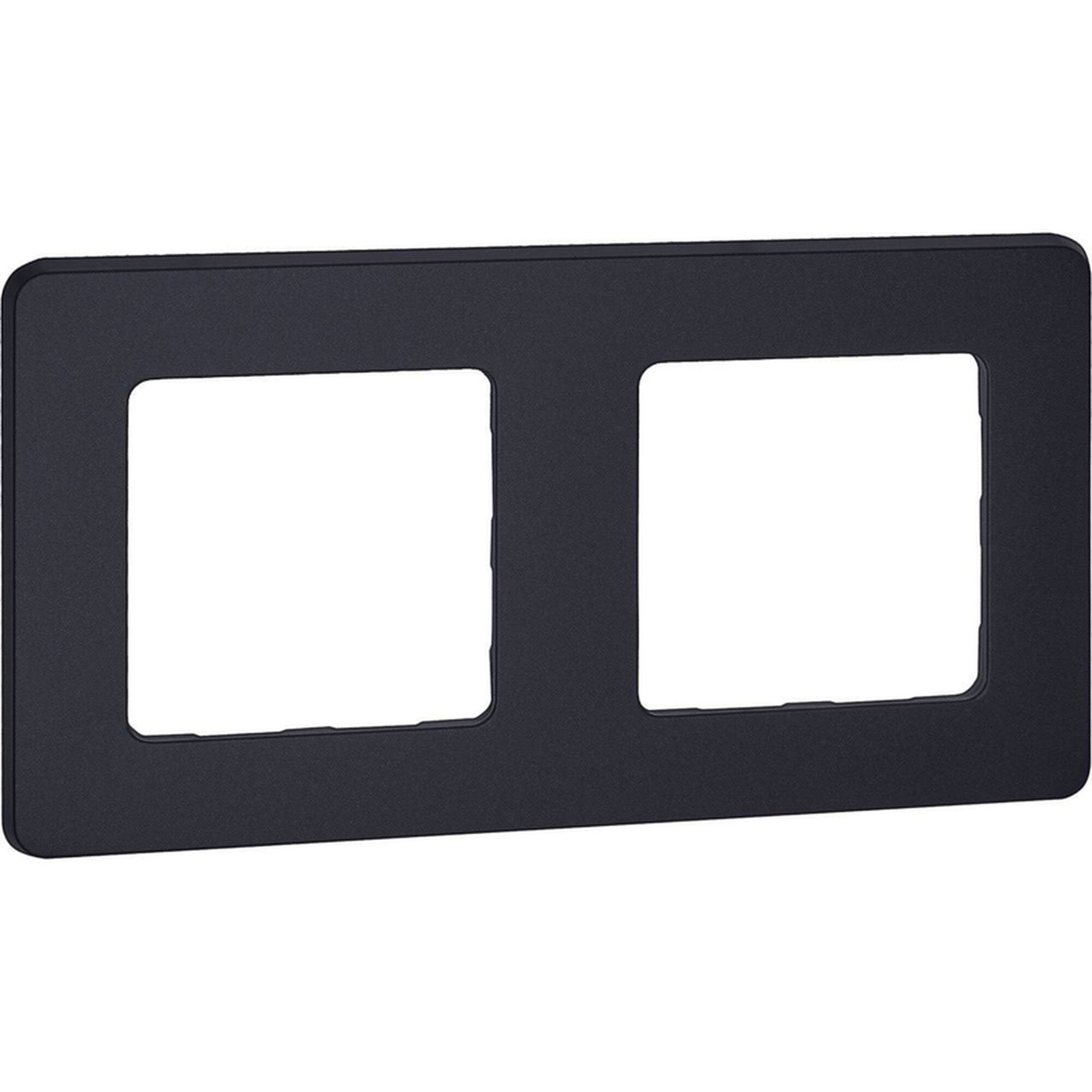 INSPIRIA Рамка 2-местная, черный, матовый, пластик, фиксатор, 2 поста — фото 1