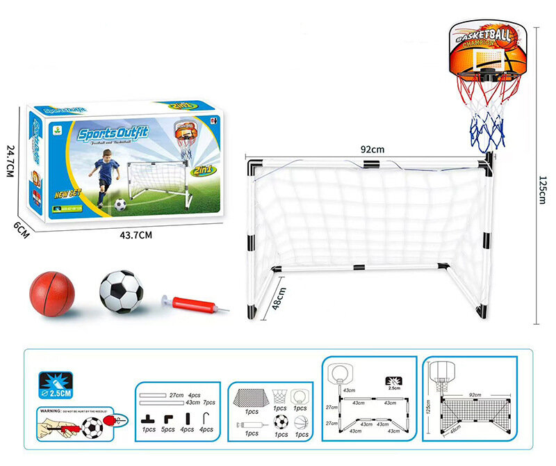 Трансграничные детские пластиковые футбольные ворота для внутренних и наружных спортивных игрушек 92 см два в одном