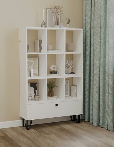 Изображение товара Стеллаж Volodin&Co, ЛДСП, для книг и игрушек, белый, откидная секция